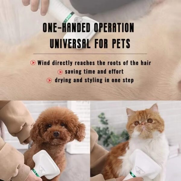 Pet Hair Dryer 2 In 1 Pet Grooming Dryer With Slicker Brush Pet Comb Cleaning Brush One-key Hair Removal Dogs Cats Accessories - Image 6